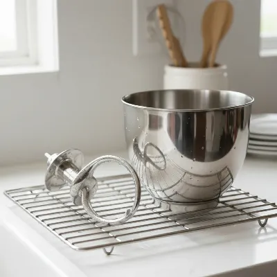 Clean Hamilton Beach Stand Mixer bowl and attachment ready for storage