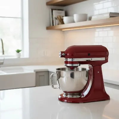 Cuisinart Precision Master Stand Mixer SM-50 in a modern kitchen setting, highlighting its sleek design and color
