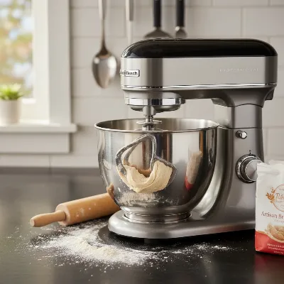 Hamilton Beach Professional Stand Mixer kneading bread dough with a dough hook