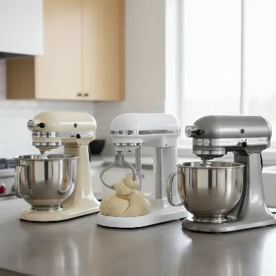 A visually appealing table showcasing the top stand mixers for bread baking with key features